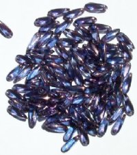 100 3x11mm Montana Blue Lustre Dagger Beads